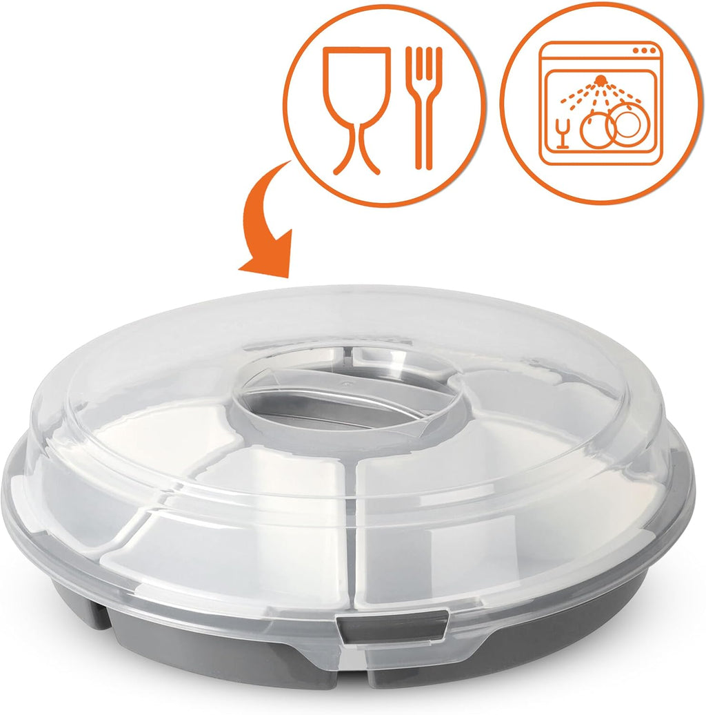 Spetebo Servierset 6 Schalen Ø33 cm Snack- und Dip-Transportbox mit Deckel