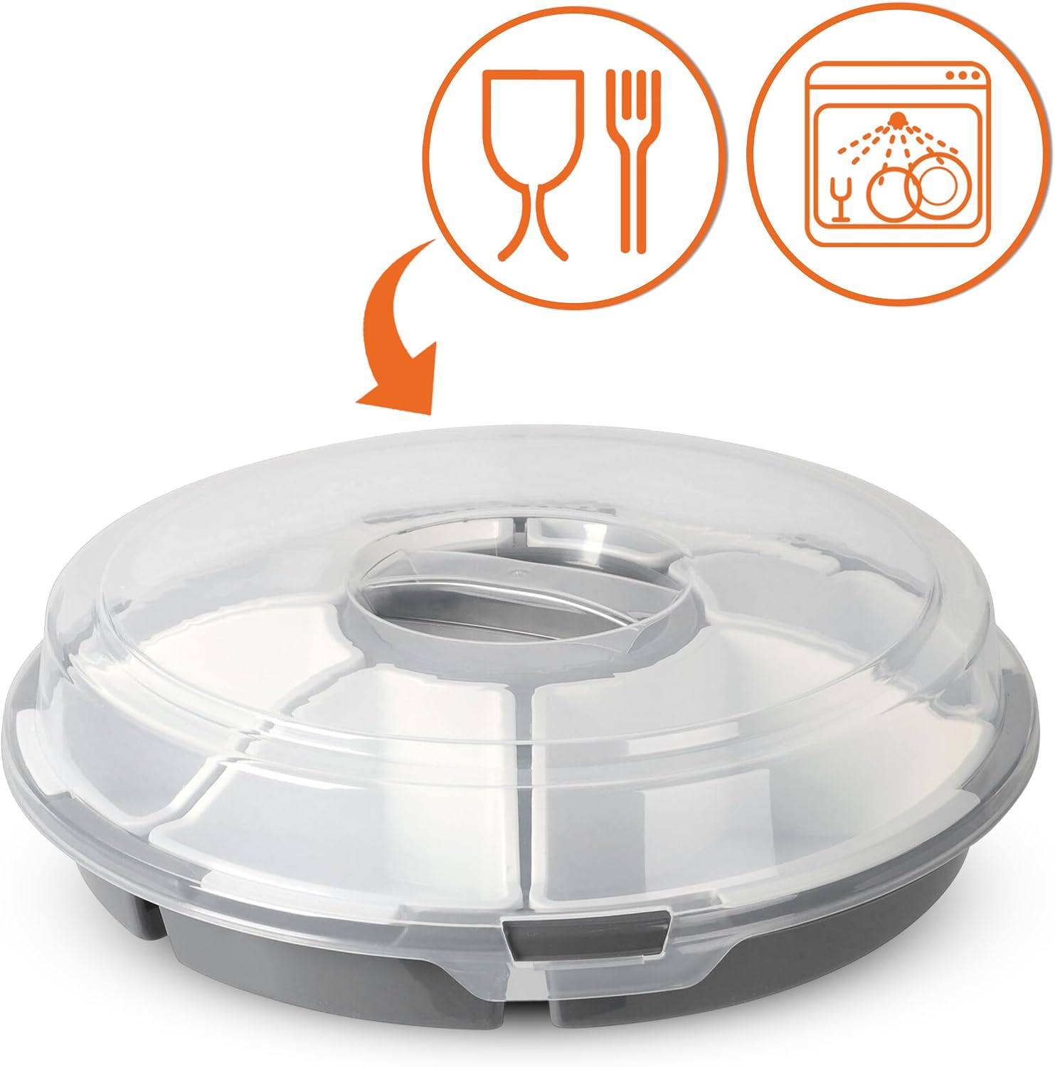 Spetebo Servierset 6 Schalen Ø33 cm Snack- und Dip-Transportbox mit Deckel