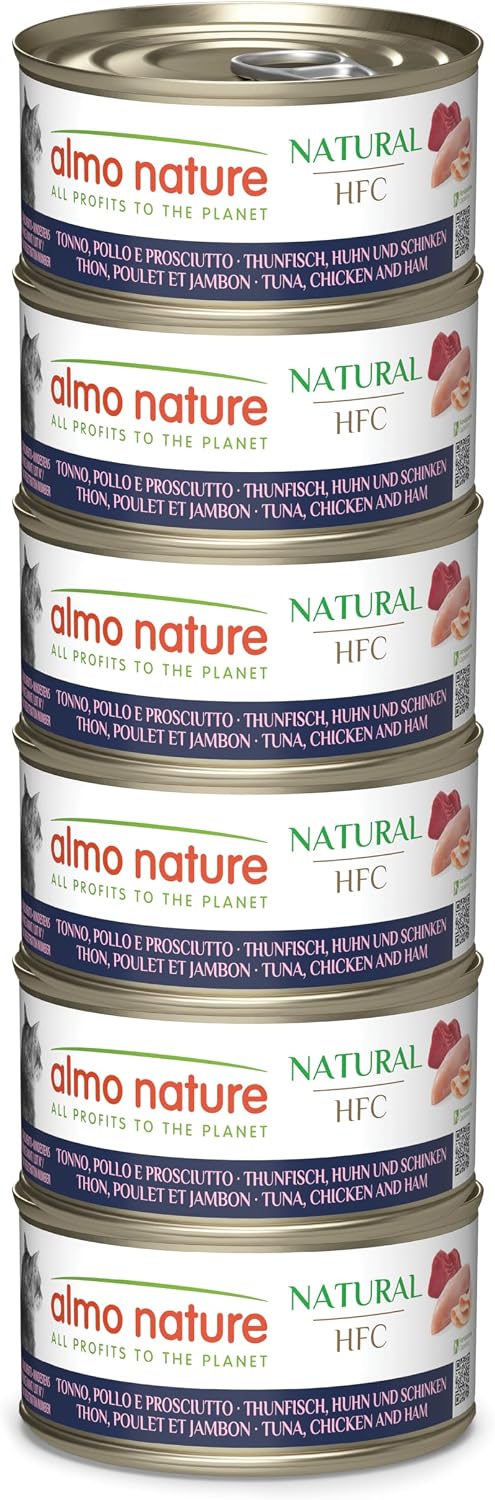 Almo Nature HFC Natural Katzen Nassfutter 6x70g Thunfisch Huhn Schinken