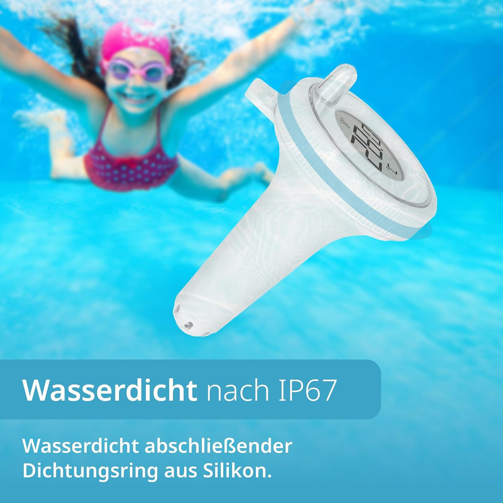 ADE schwimmendes Poolthermometer mit Aussensensor fuer Pool Whirlpool Teich