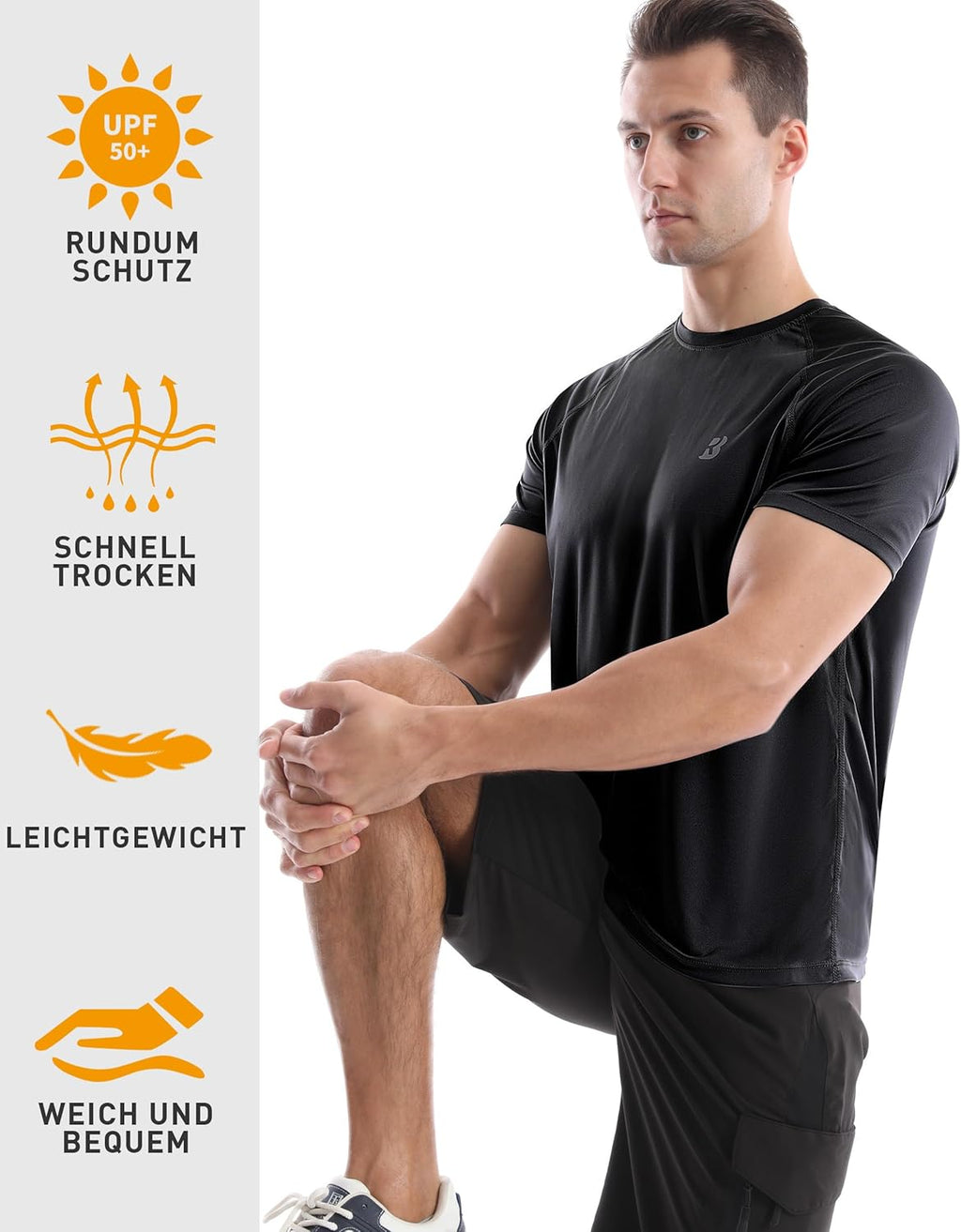 Roadbox Herren Rashguard Kurzarm UV Schutz UPF50+ schnelltrocknend Bade-Shirt
