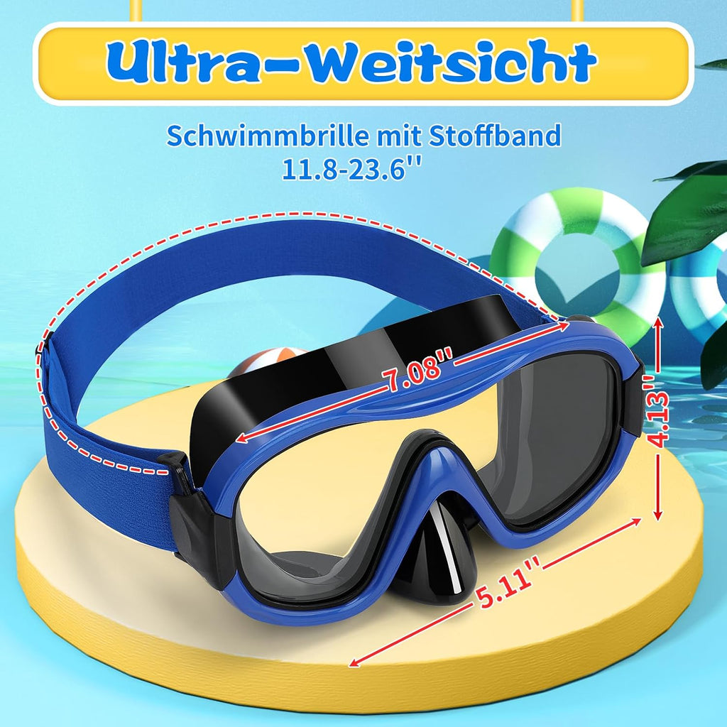 Taucherbrille Erwachsene 180° Weitwinkel Antibeschlag HD Glas Stoffband