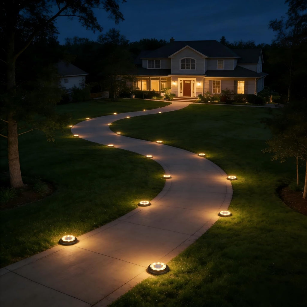 Flacchi Solar Bodenleuchten Aussen 8 LEDs Warmweiss 8 Stueck wasserdicht Garten