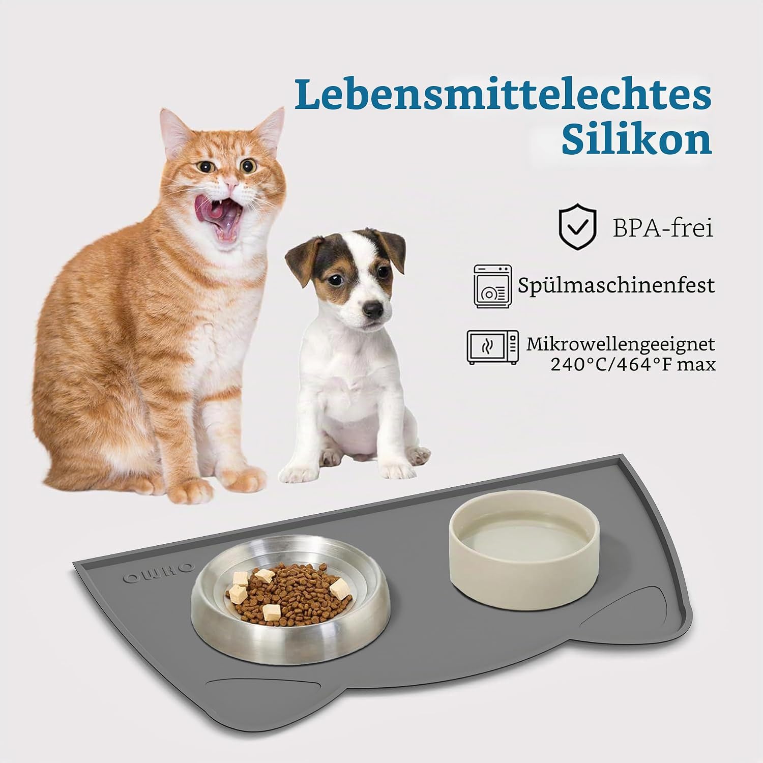 OHMO Napfunterlage 46x25 cm rutschfest silikon Wasserdicht fuer Hund Katze -61