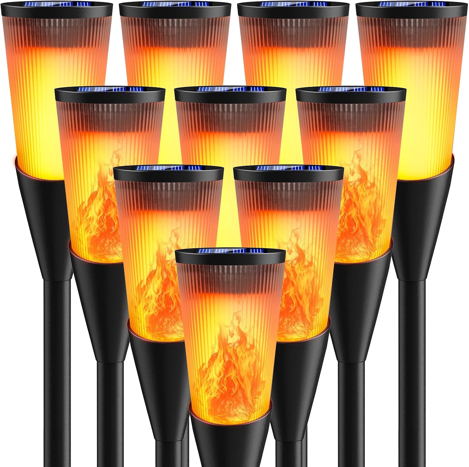 Solarlampen Gartenfackeln 6er Set mit Flammeneffekt, IP65 Wetterfest, 2 Modi