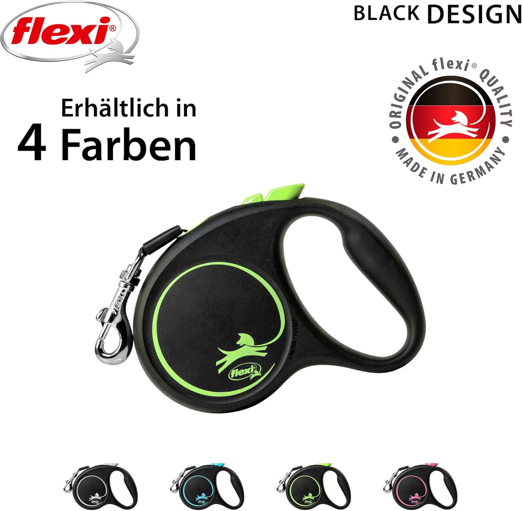 flexi Black Design L Rollleine 5m fuer Hunde bis schwarz/blau 5m