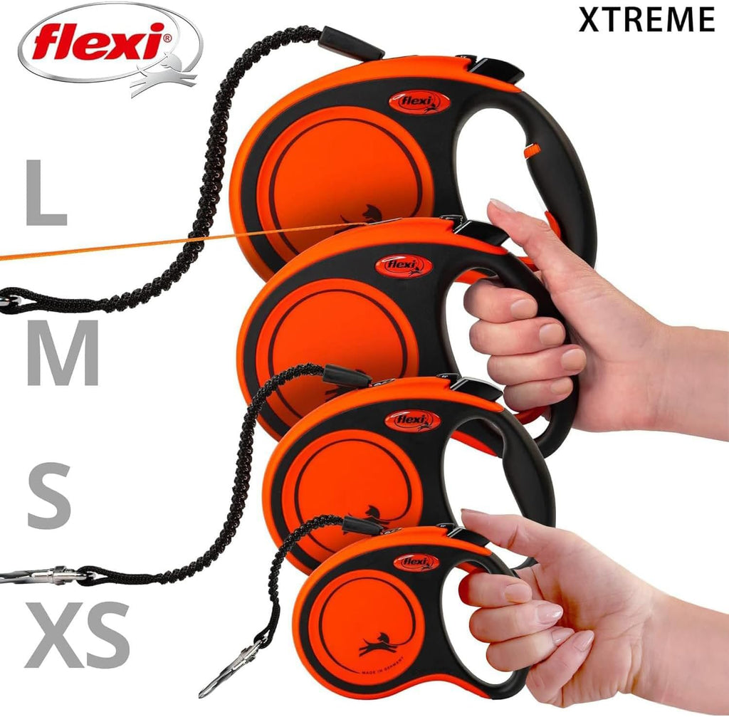 flexi Xtreme L Gurt-Rollleine 8 m fuer Hunde bis schwarz/orange 3m-8m