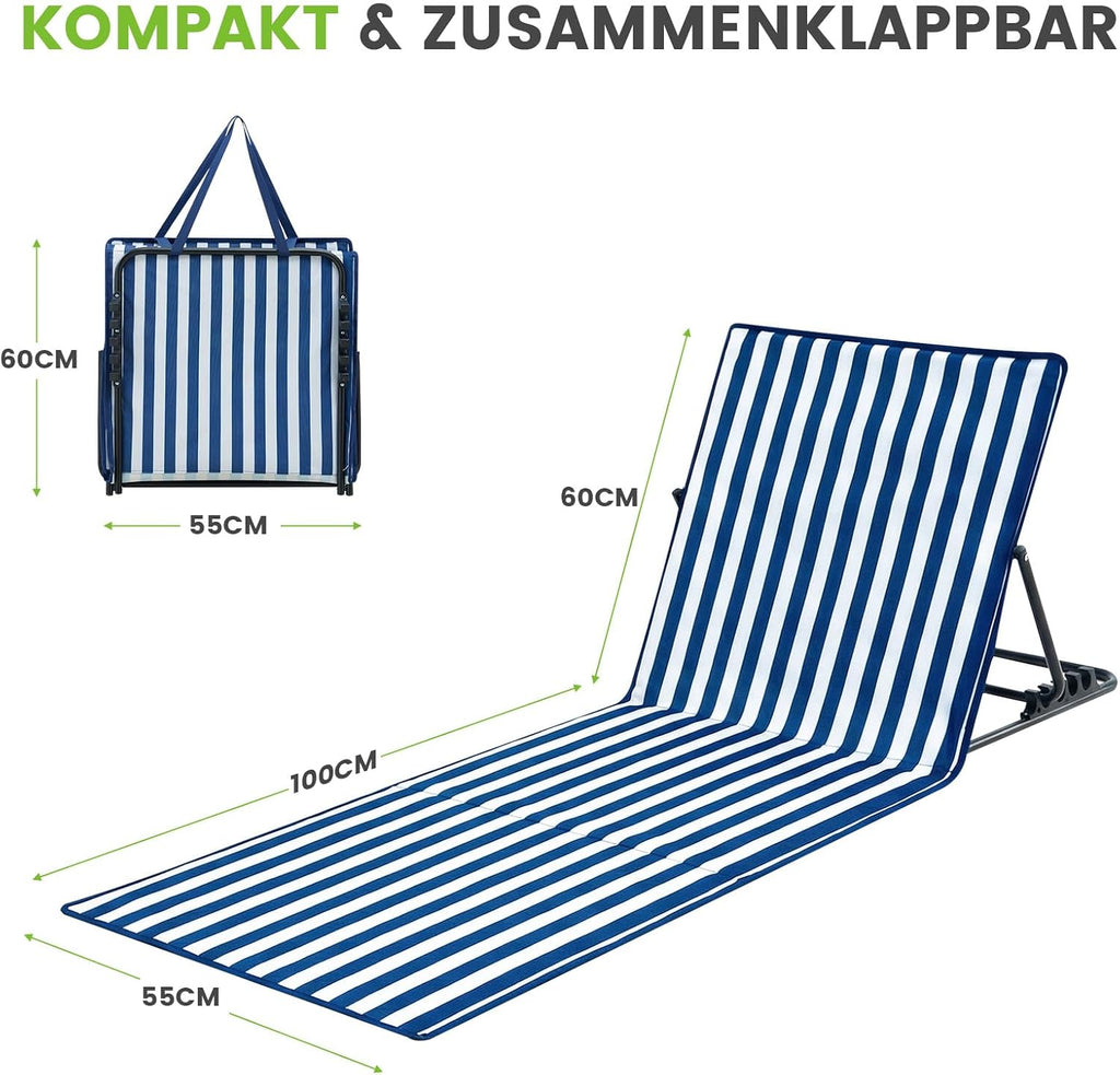 Palawano Sonnenliege verstellbar 5 Positionen leicht tragbar fuer Garten Strand