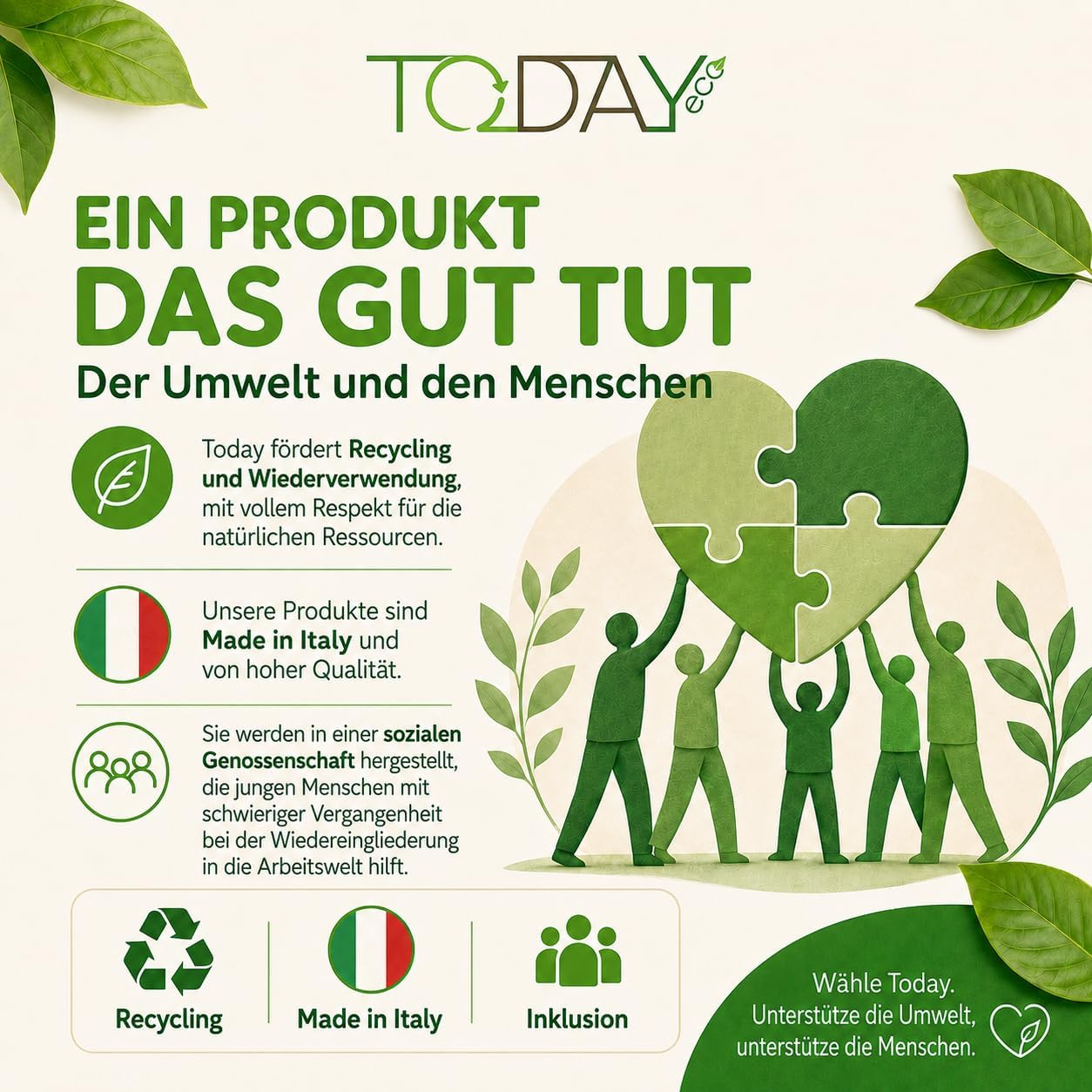 Today Eco Fusselrolle 16 Rollen mit Deckel und 2 Abroller 95% recyceltes Materia