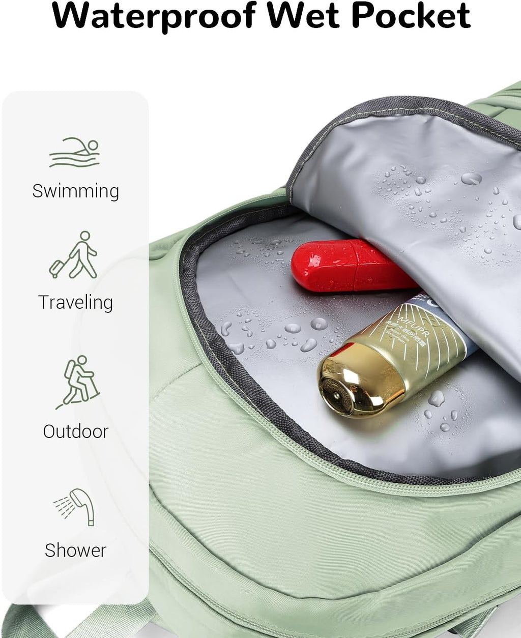 Reiserucksack wasserdicht mit Nassfach und Schuhfach, Unisex