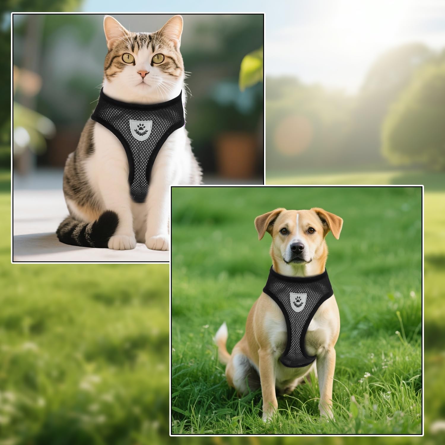 Katzengeschirr verstellbar 32cm-60cm atmungsaktiv mit Leine und Gloeckchen