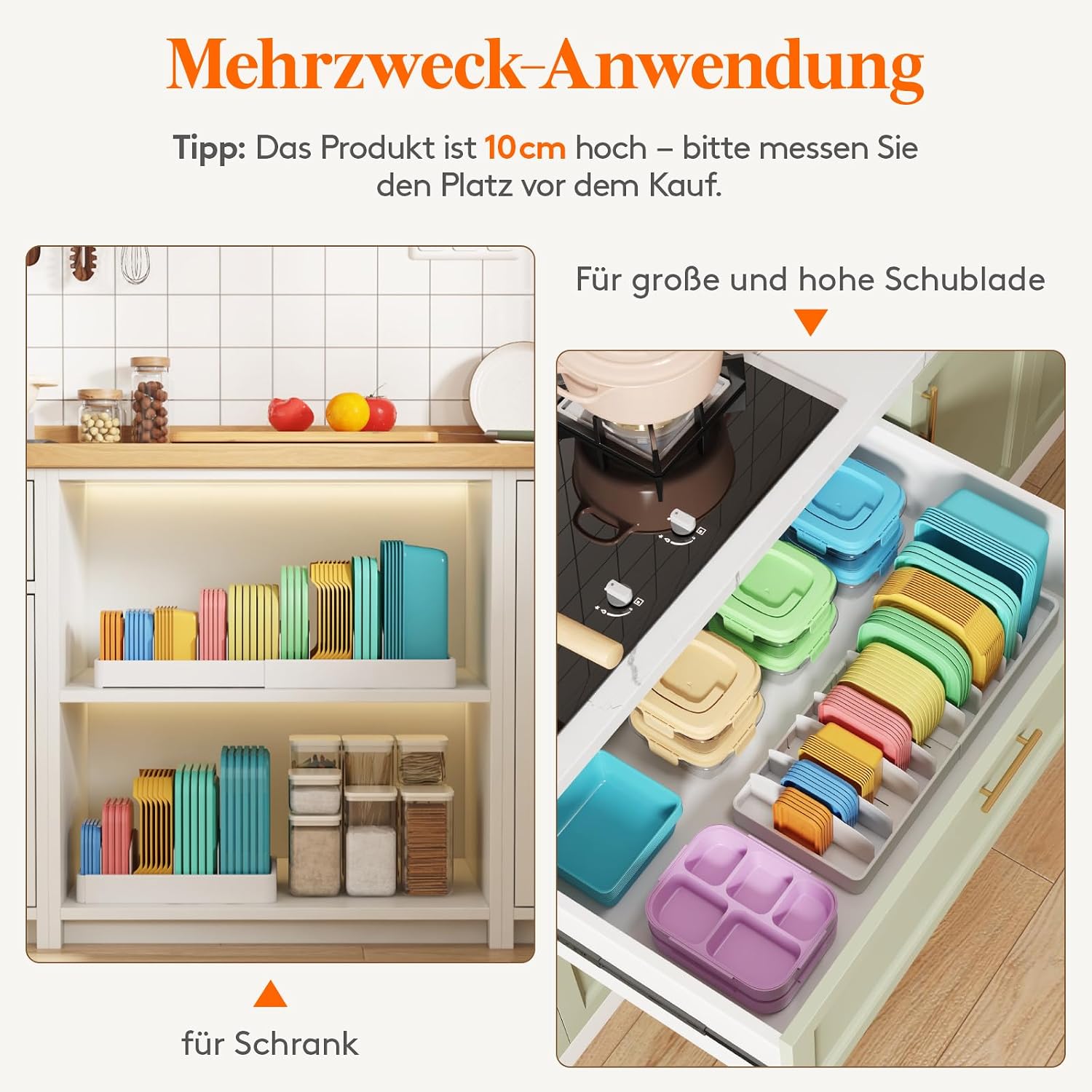 Lifewit Deckelhalter 33 cm mit 5 verstellbaren Faechern Kuechenorganizer