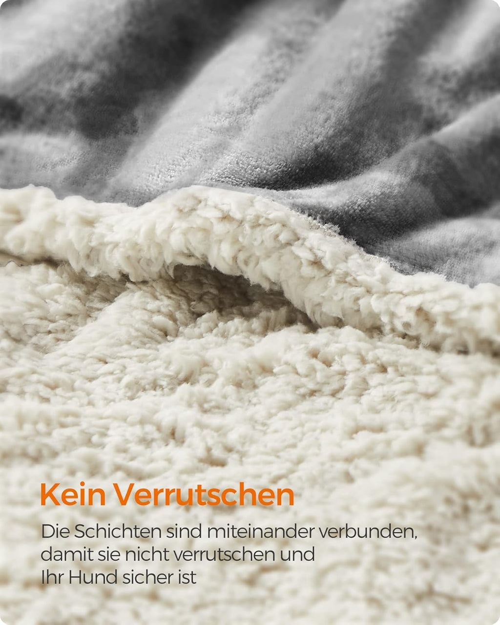 Feandrea Hundedecke wasserdicht Sherpa Fleece 101×73 cm Grau 63cm-203cm