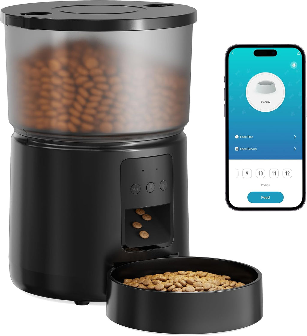 SOOFPET Futterautomat fuer Katzen und Hunde WLAN Schwarz automatisch
