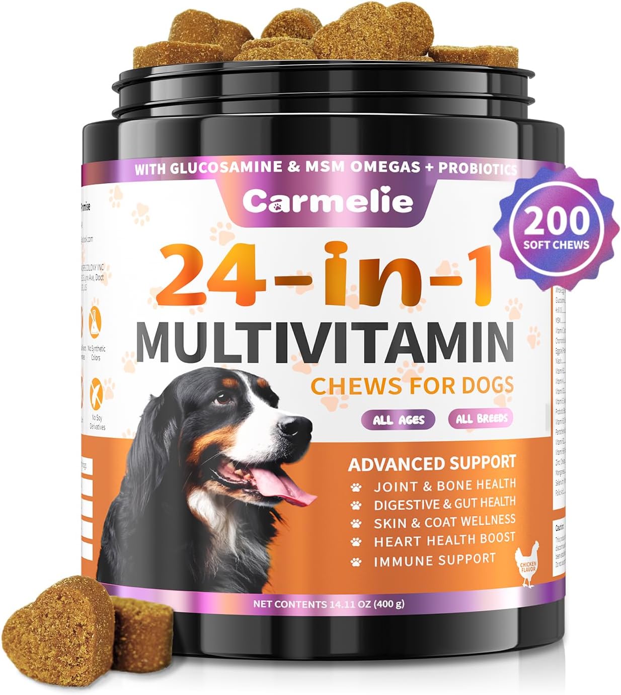 24-in-1 Hundesnacks 200 Kausticks Huhn Omega-3 Ergänzungs-Snack