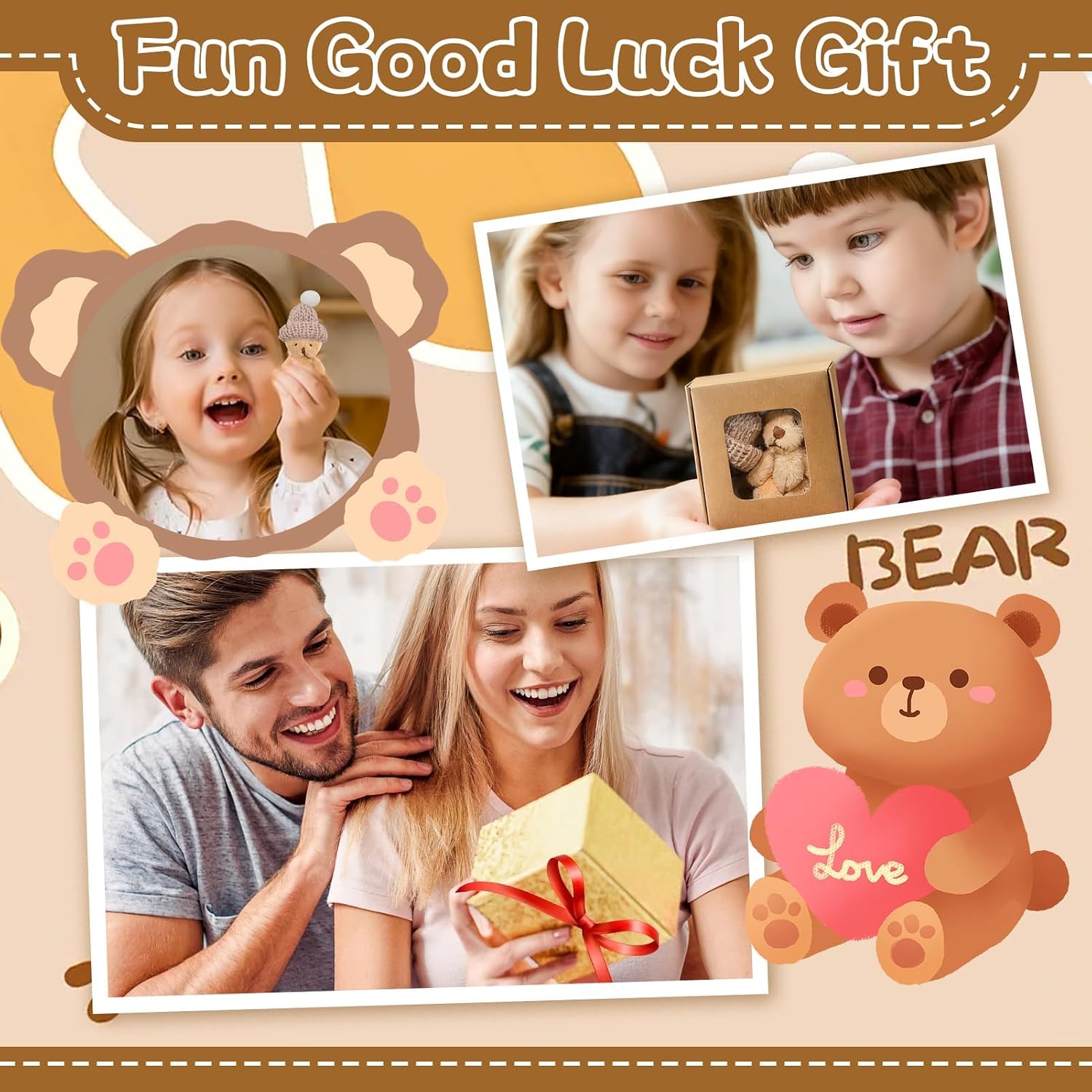 Pocket Hug Teddybaer Mini Stofftier im Geschenkbox Kuschelbaer Puppe
