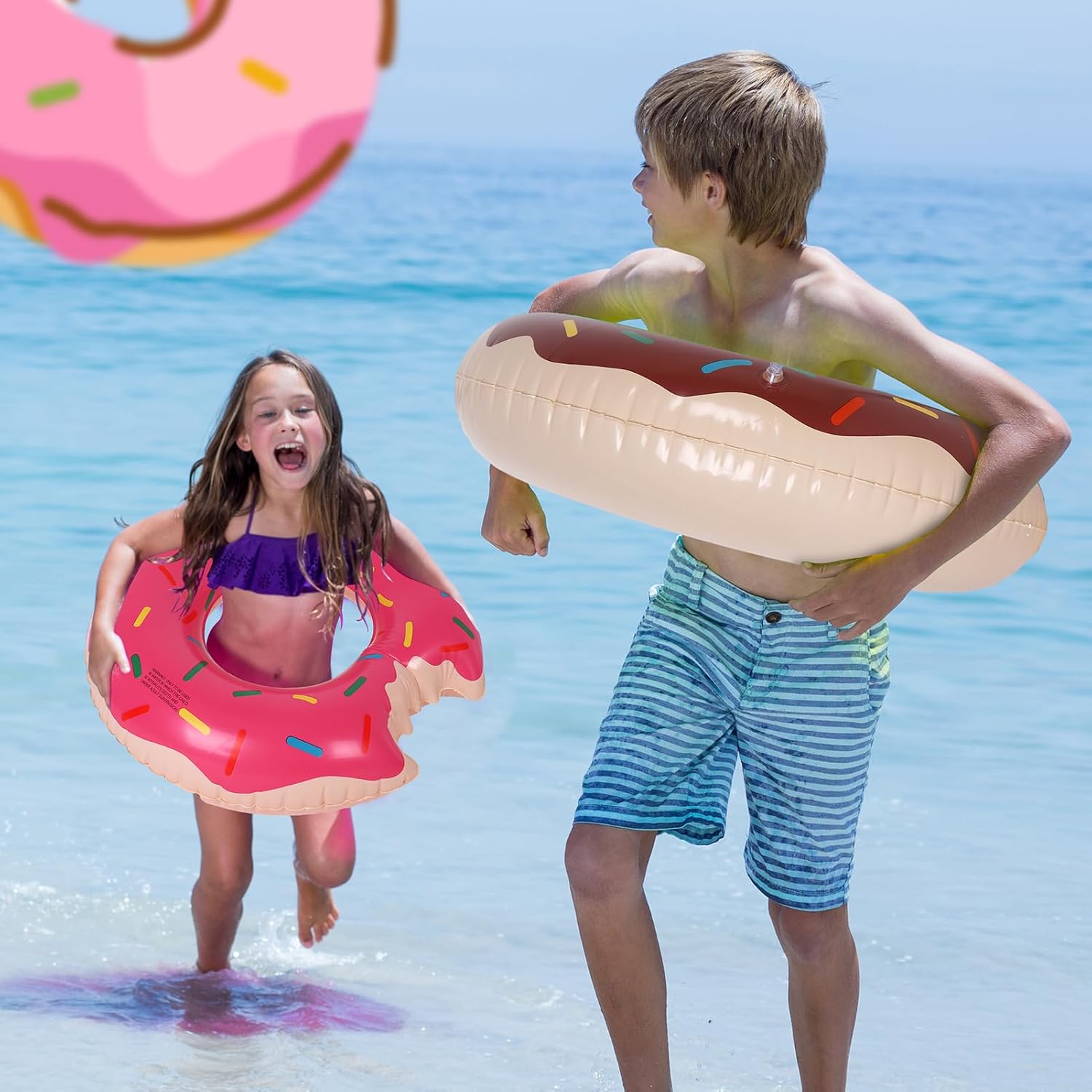 2er Set Kinder Schwimmring 70 cm Aufblasbar Schwimmreifen Pool Strand Wasserspie