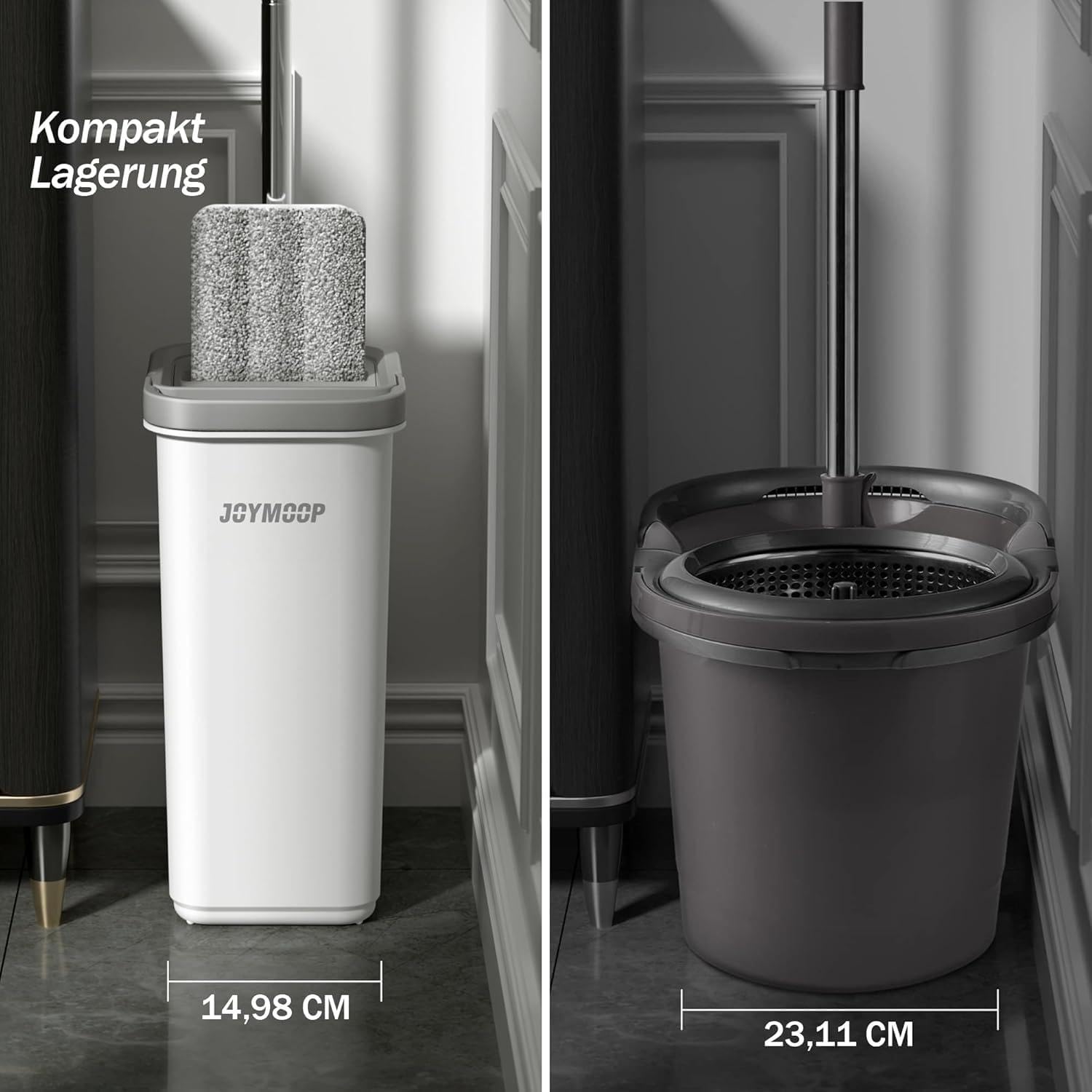 JOYMOOP Wischmopp Set mit Eimer Mikrofaser Bodenwischer
