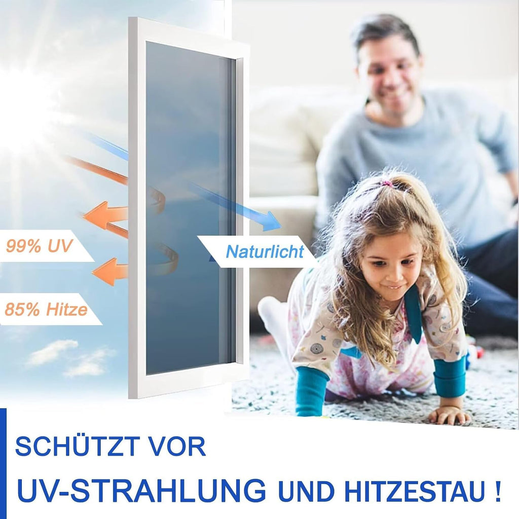 Hitzeschutzfolie Fenster 90x200 cm Silber selbstklebend UV- und Sichtschutz