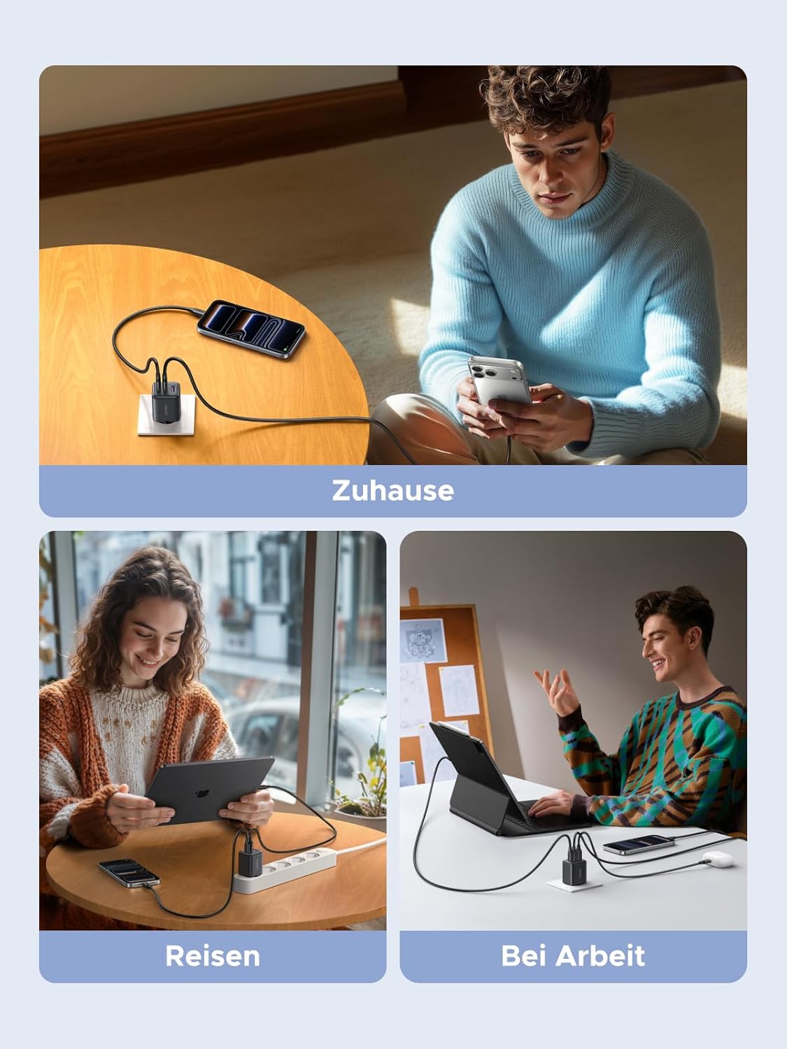 UGREEN 30W USB C Ladegeraet GaN II 3‑Port PD Schnellladegeraet schwarz