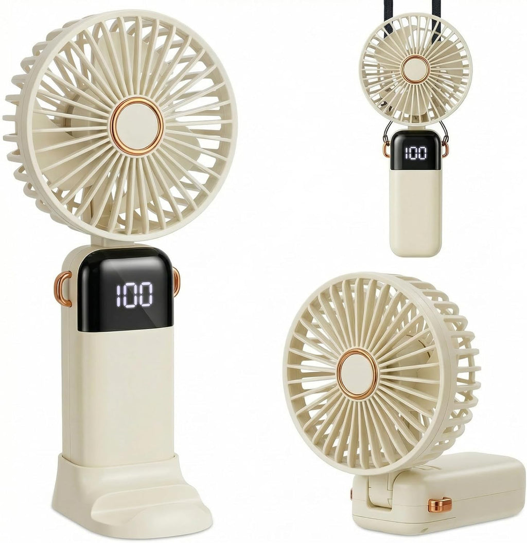 CNMTCCO Handventilator USB wiederaufladbar faltbar 5 Stufen mit Sockel Band