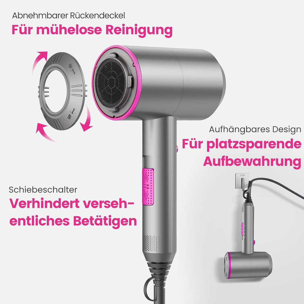 Ionen Haartrockner mit AC Motor, 3 Stufen, Diffusor inklusive