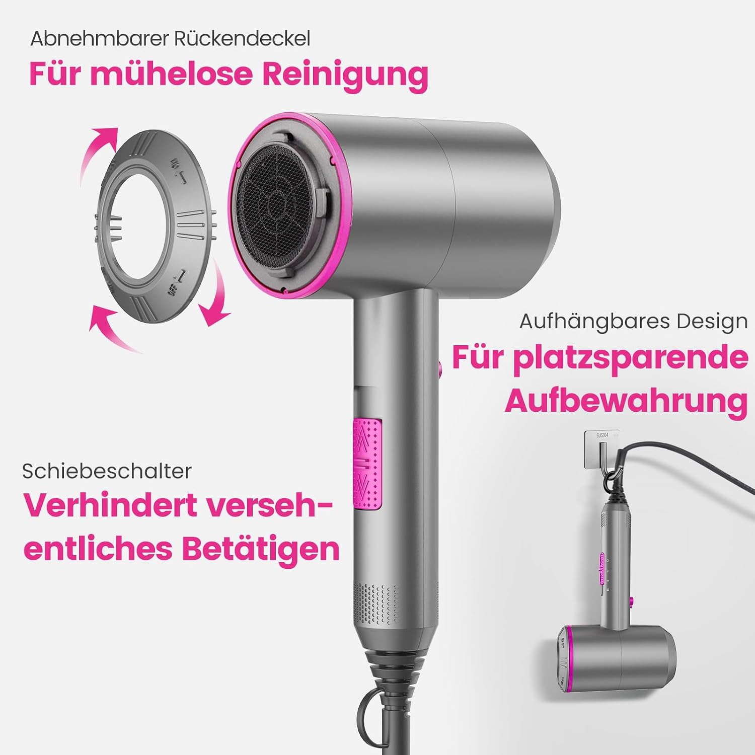 Ionen Haartrockner mit AC Motor, 3 Stufen, Diffusor inklusive