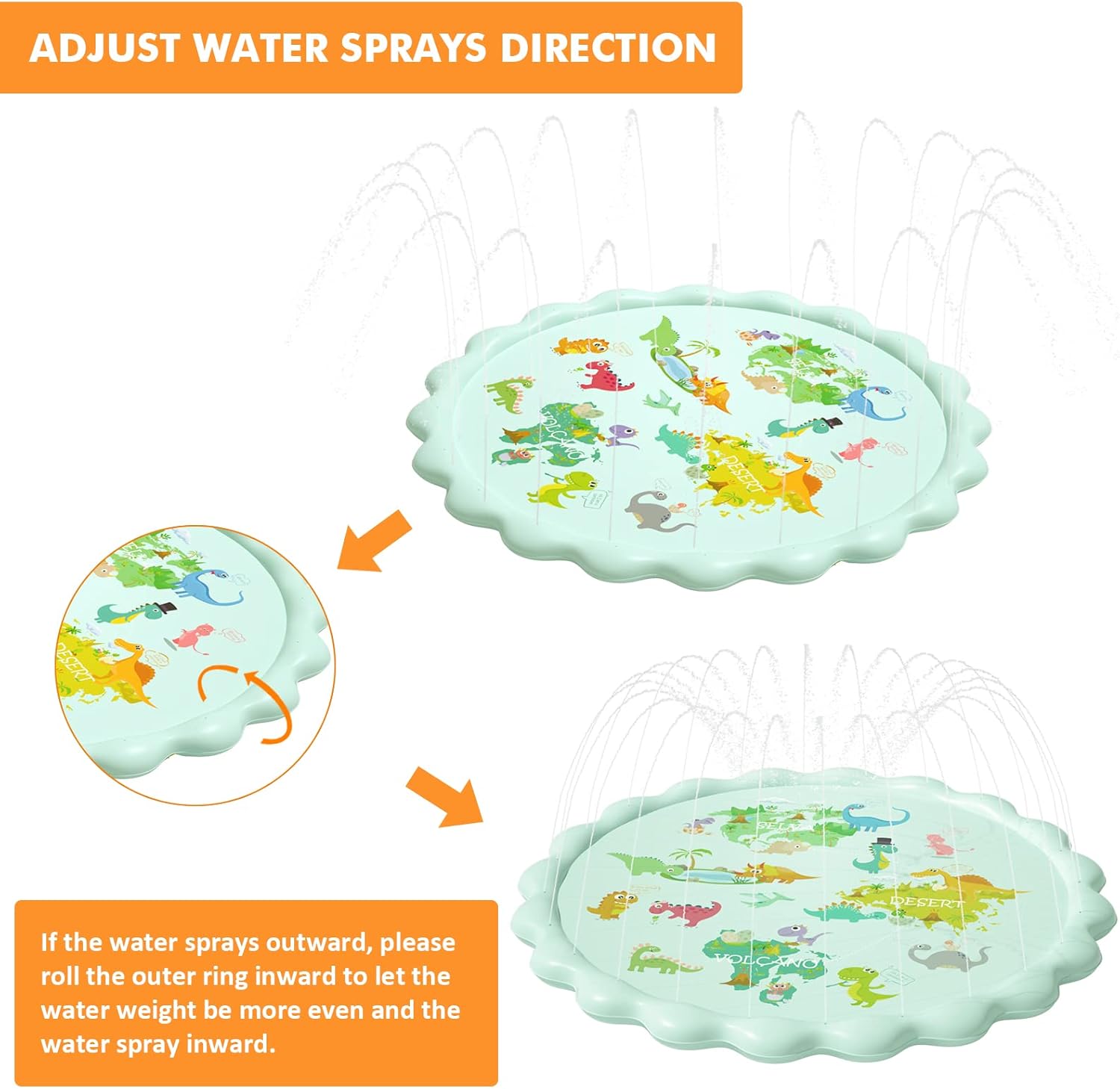 Peradix Wasserspielmatte 200 cm Sprinkler Splash Pad verstellbar rutschfest