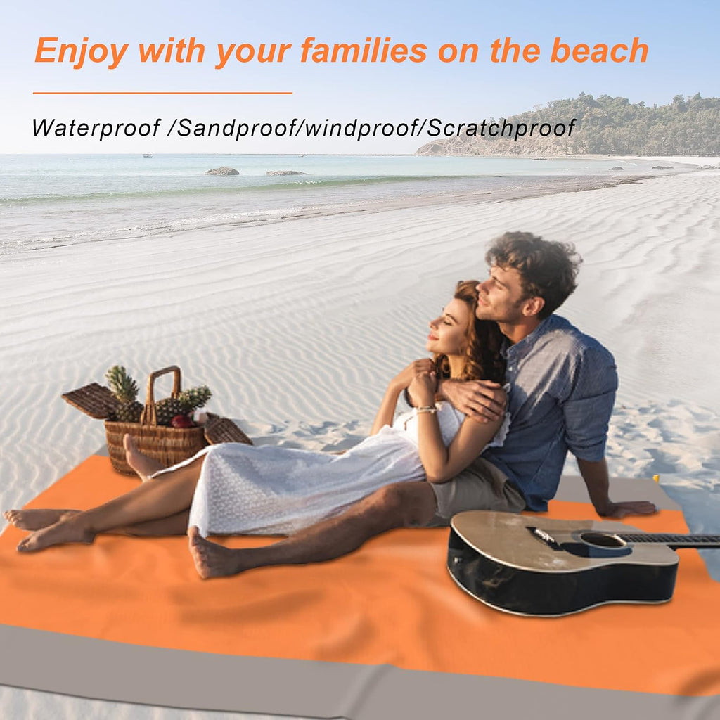 Picknickdecke 210x200 cm wasserfest sandfest faltbar mit Tragetasche Blau