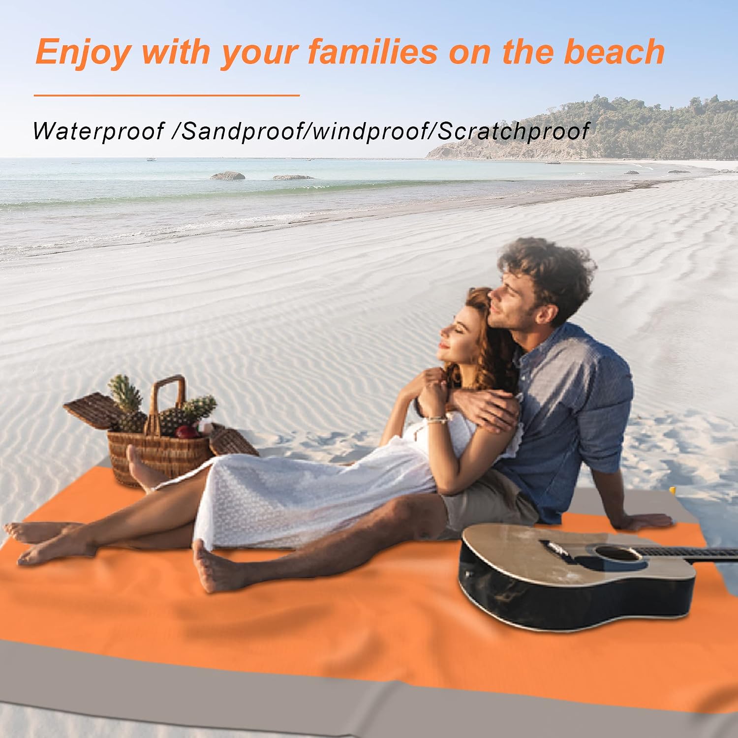 Picknickdecke 210x200 cm wasserfest sandfest faltbar mit Tragetasche Blau