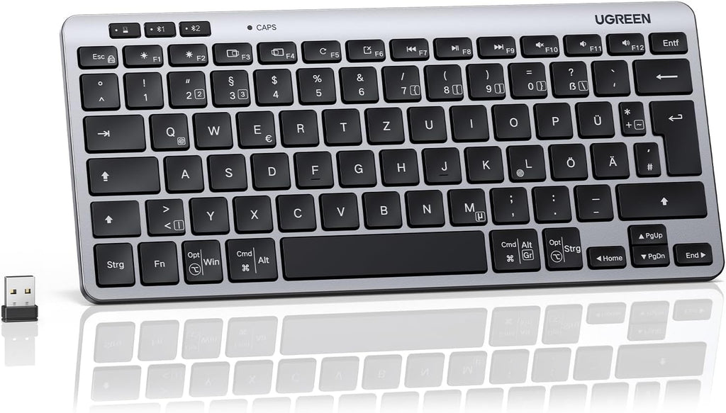 UGREEN kabellose Bluetooth Tastatur QWERTZ BT5.3 2,4 GHz leise Mini
