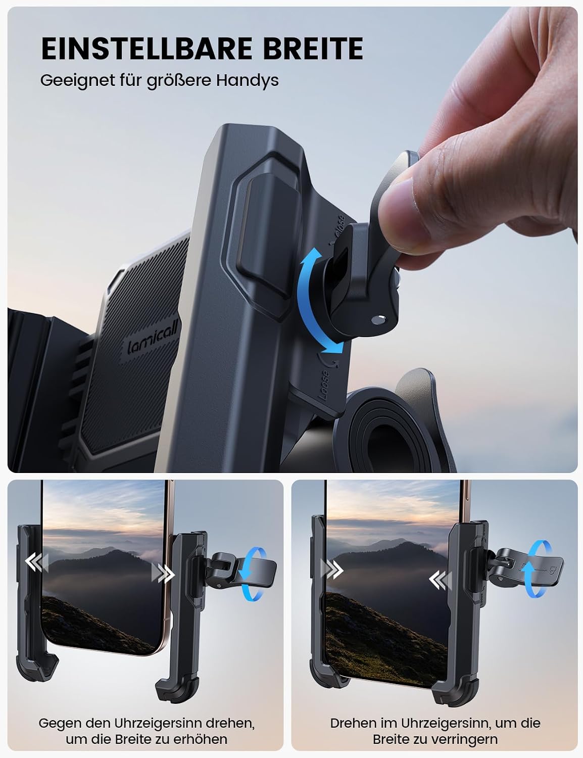 Fahrrad Lenkerhalterung 360° drehbar fuer Smartphone Universal