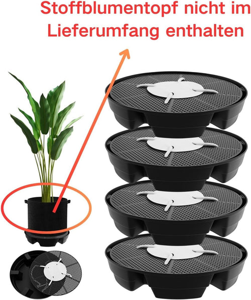 4er Set selbstbewaessernde Untersetzer mit Fuessen fuer Pflanzkuebel aussen
