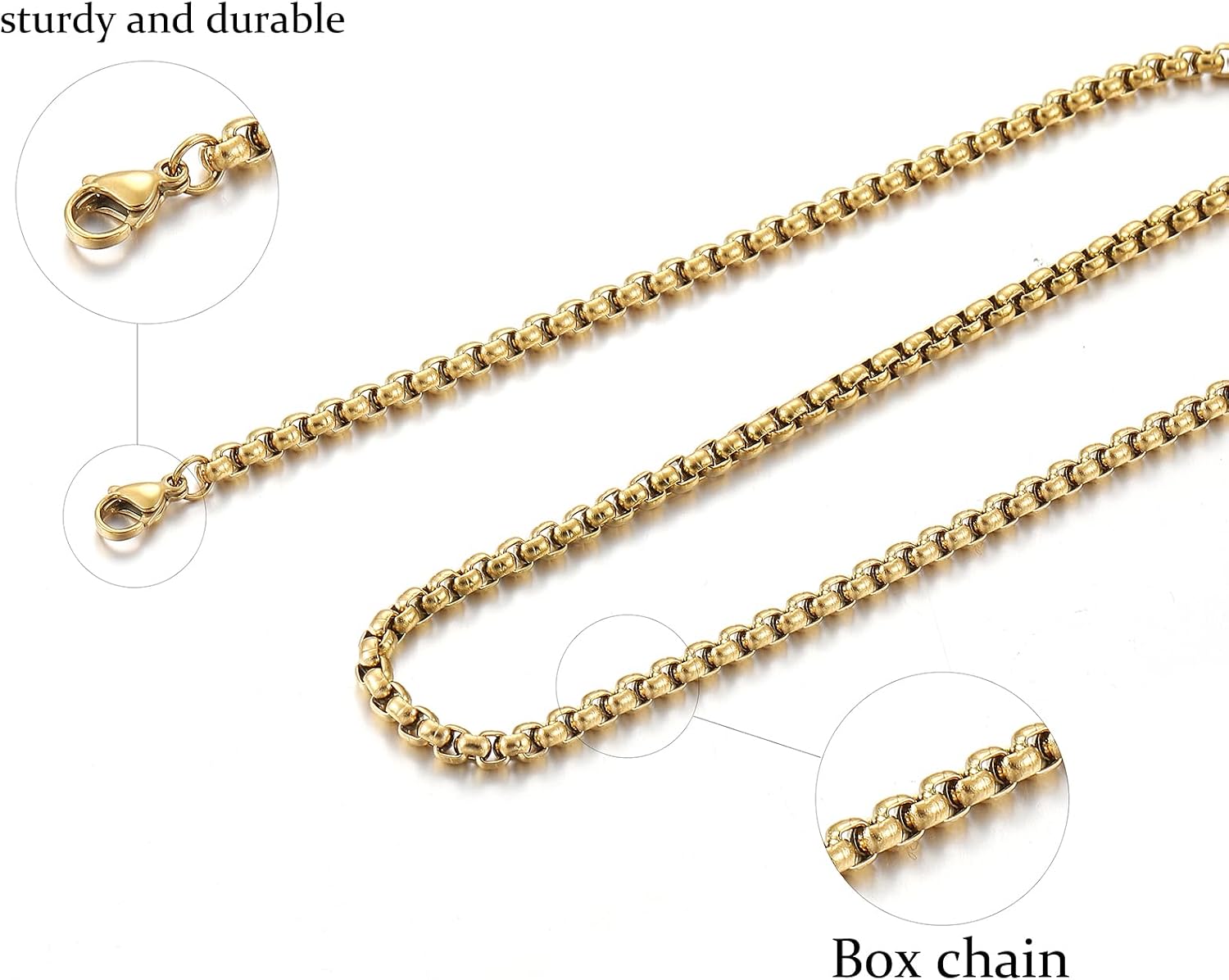 RWQIAN Venezianerkette Edelstahl Silber Gold Schwarz 2/2.5/3/4 mm cm