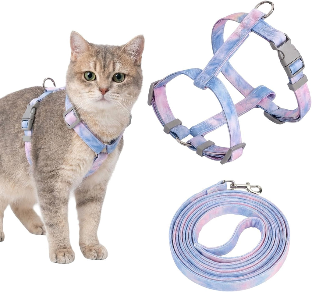 Katzengeschirr verstellbar mit Leine lila-rosa Gr. S-M ausbruchsicher weich