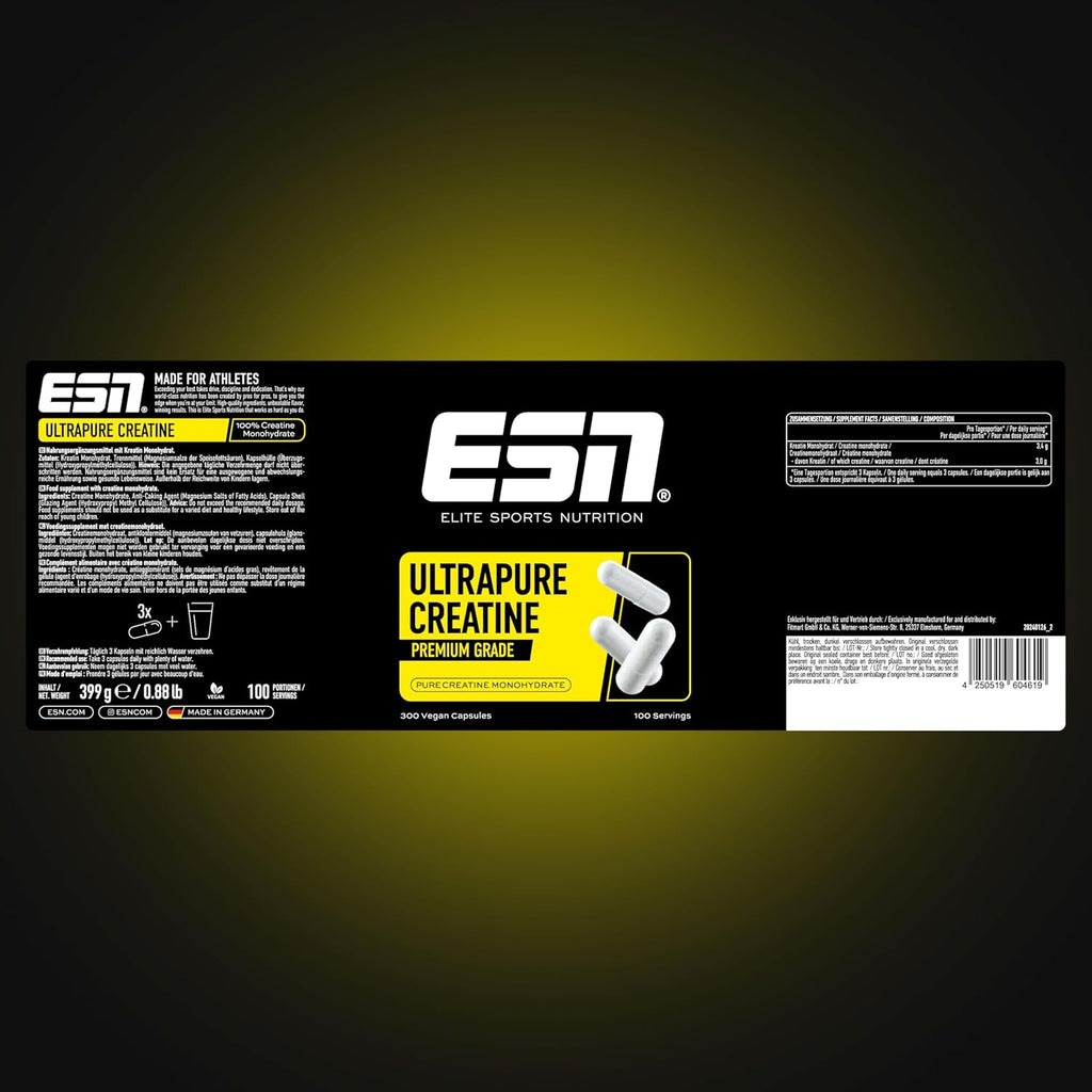 ESN Ultrapure Creatine Monohydrate 300 Kapseln 100 Portionen vegan