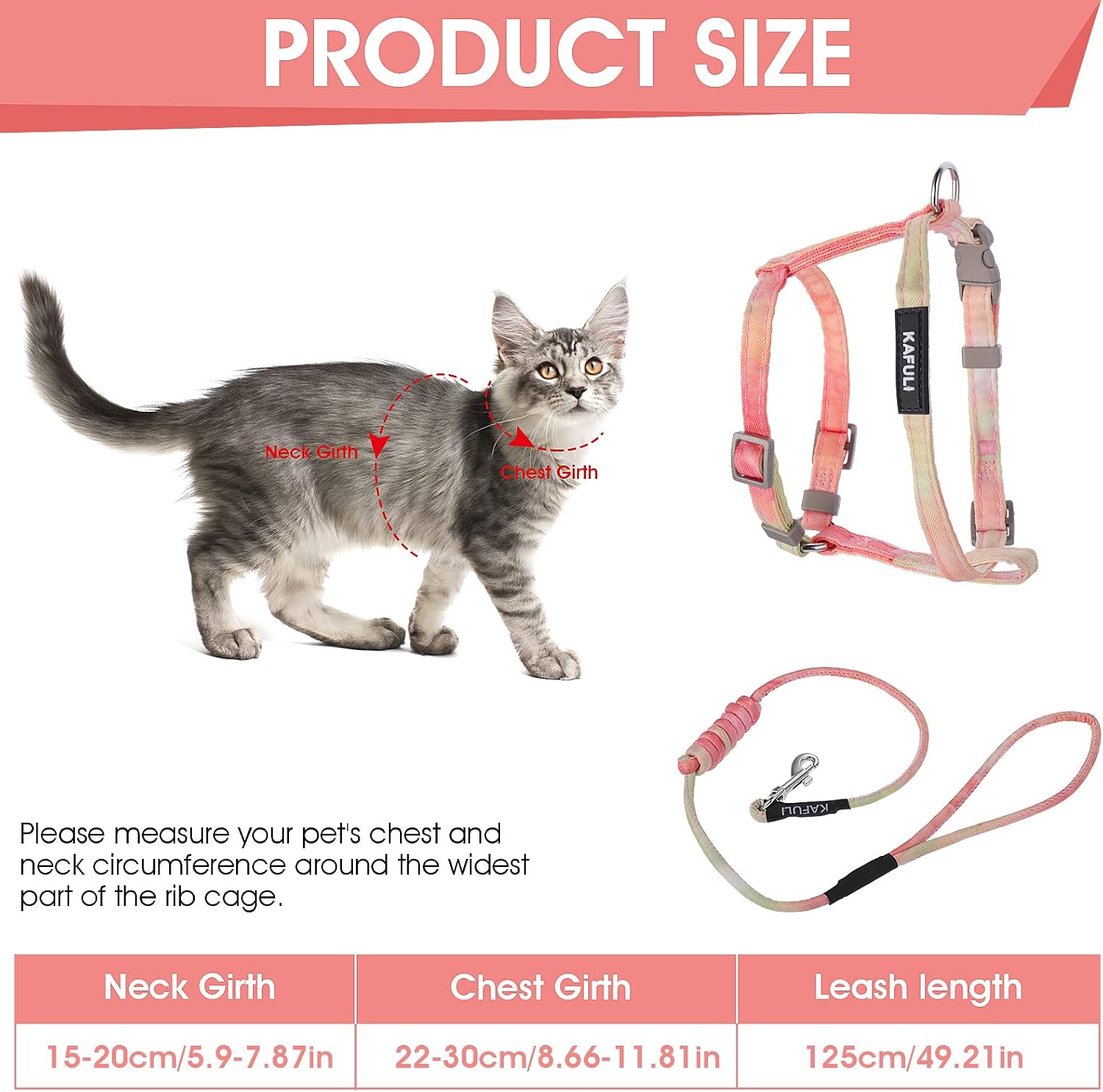 TIESOME Katzengeschirr mit Leine und Halsband, verstellbar, ausbruchsicher, Farb