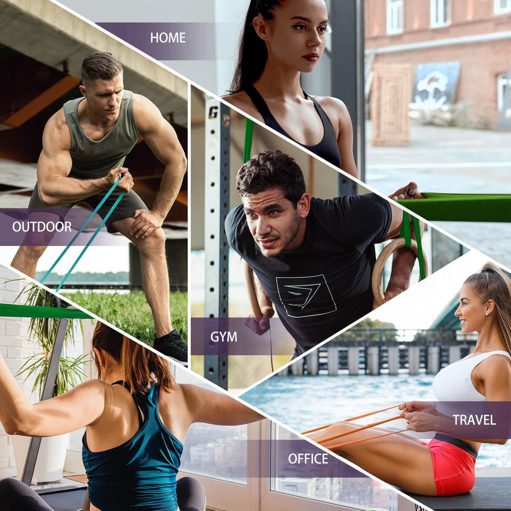 Widerstandsband Set 3 Stufen mit Tueranker und Tasche fuer Fitness Yoga Pilates