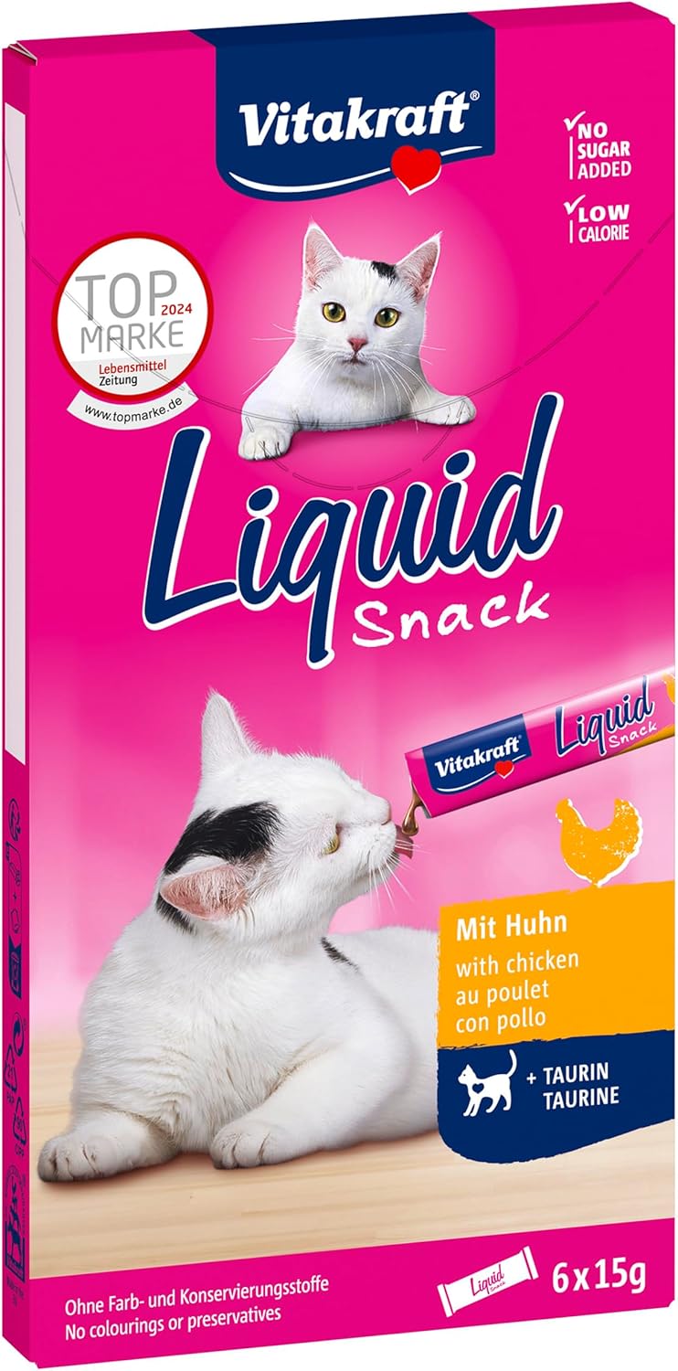 Vitakraft Liquid Snack Katzenleckerli cremig mit Huhn und Taurin 6x15g