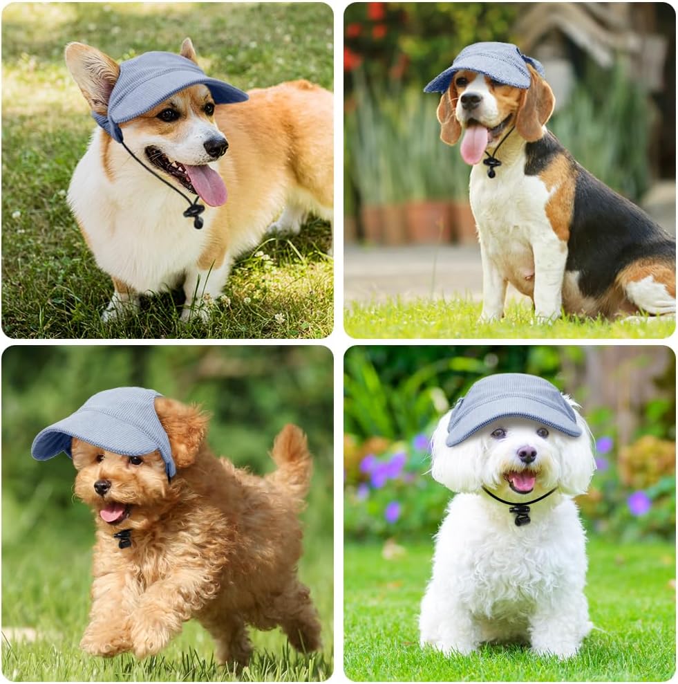 OFFCUP Hunde Baseballmuetze verstellbar mit Ohrloechern XS-XL Blau