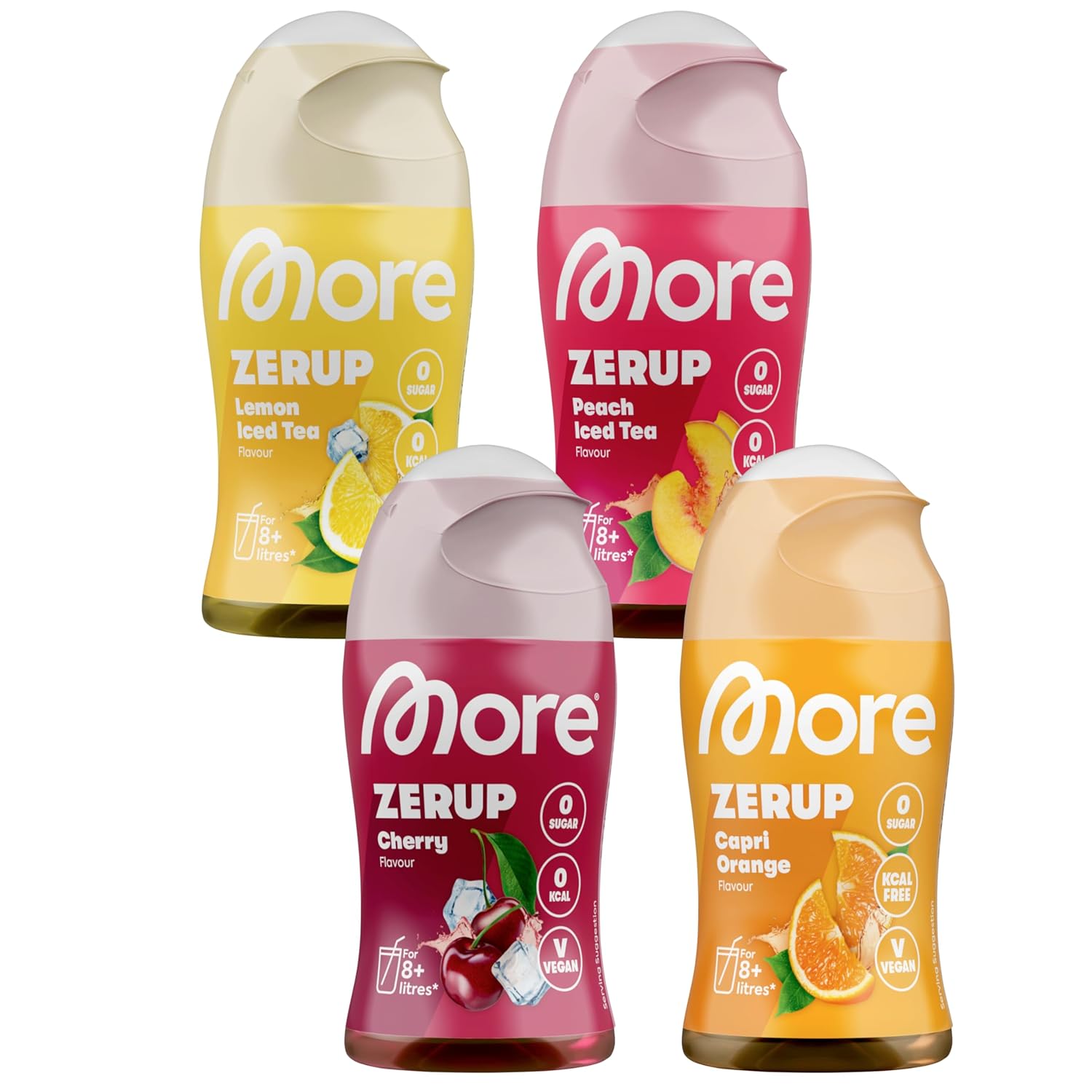 MORE Zerup 6er Bundle 6x65ml zuckerfreier Sirup verschiedene Sorten vegane