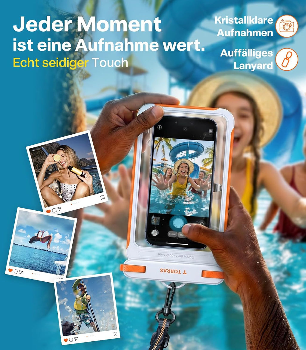 TORRAS Wasserdichte Handyhuelle IPX8 7,9" schwimmend Touch bedienbar Schwarz