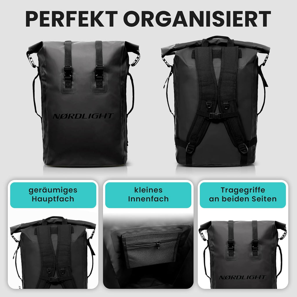 Nordlight Dry Bag wasserdichter Rolltop Rucksack gepolsterte Traeger