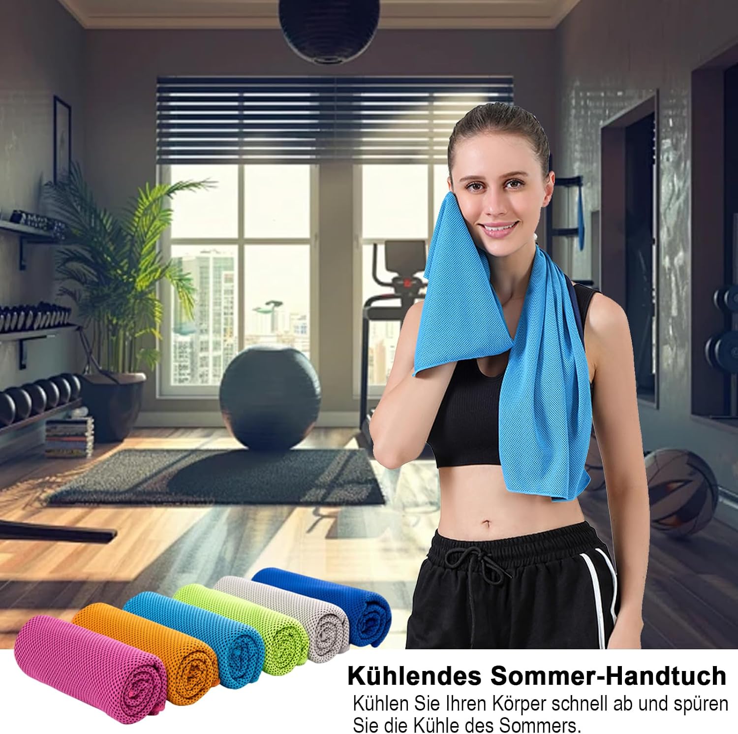 dogmoon Kuehlhandtuch 3er Set 30x90 cm mit Silikonhuelle Sport Fitness Outdoor
