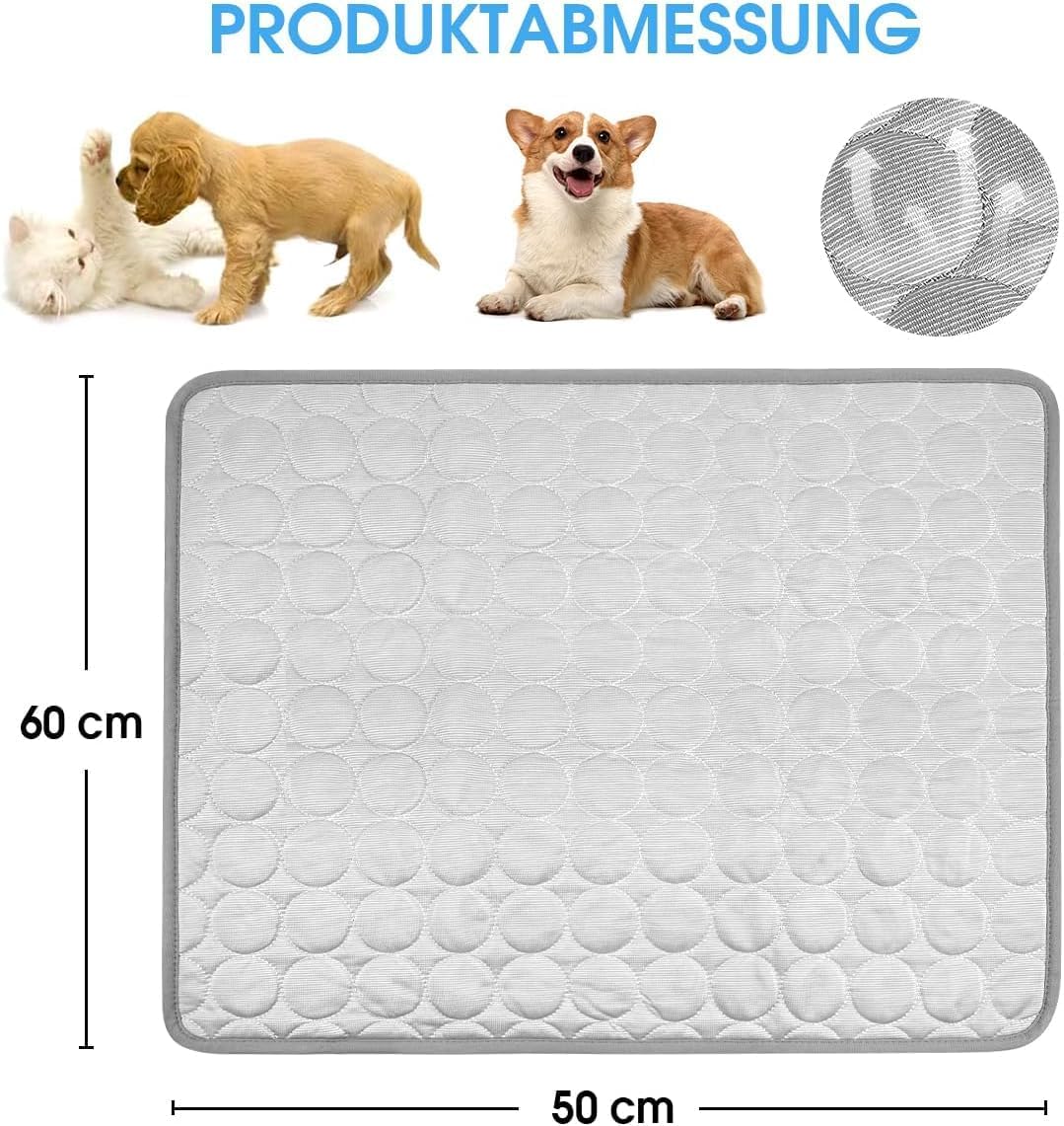 Kühlmatte für Katze und Hund 60×51 cm rutschfest waschbar atmungsaktiv
