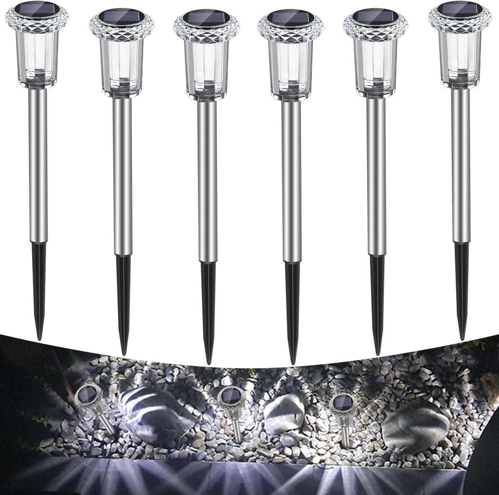 LED Solarleuchten Garten 6er Set warmweiss wasserdicht 4,5cm-7,9cm