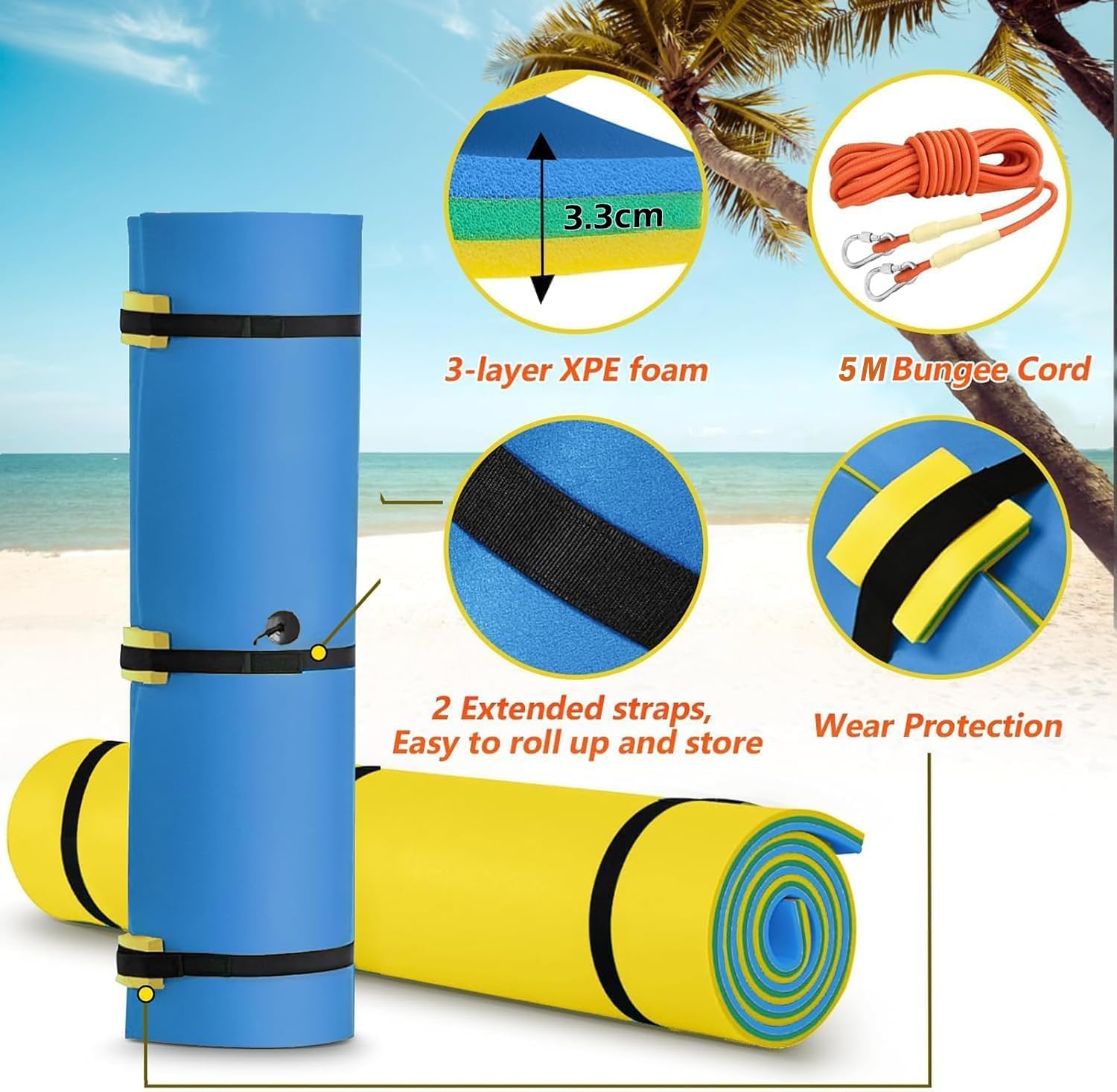 CTSC Schwimmende Wassermatte 3-lagig XPE reissfest Pool Bootsmatte