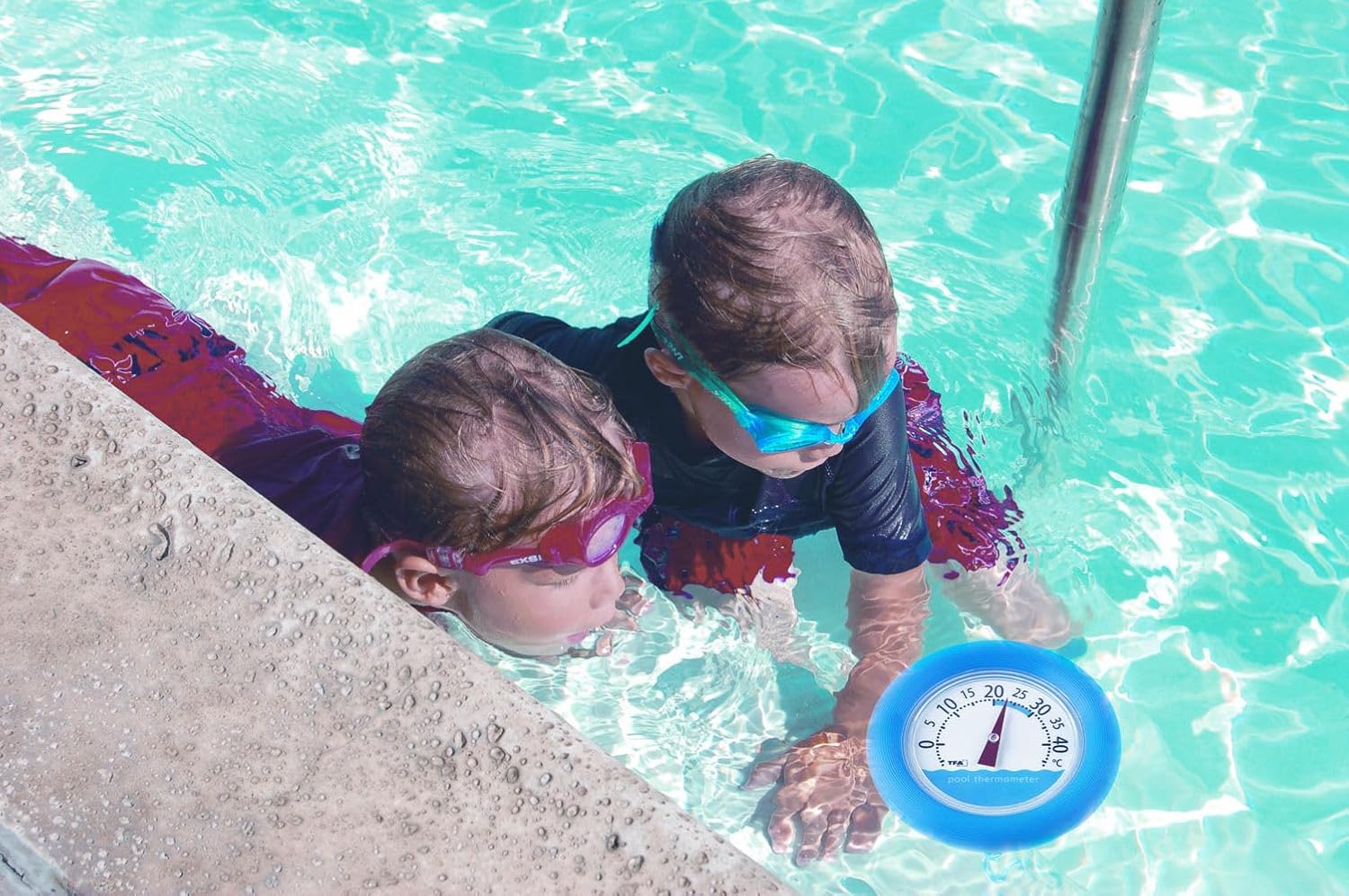 TFA Dostmann Poolwatch Schwimmbadthermometer analog gross blau 40.2007
