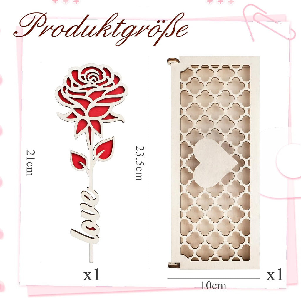 Love Holzrose rot Geschenk fuer Frauen Valentinstag Geburtstag