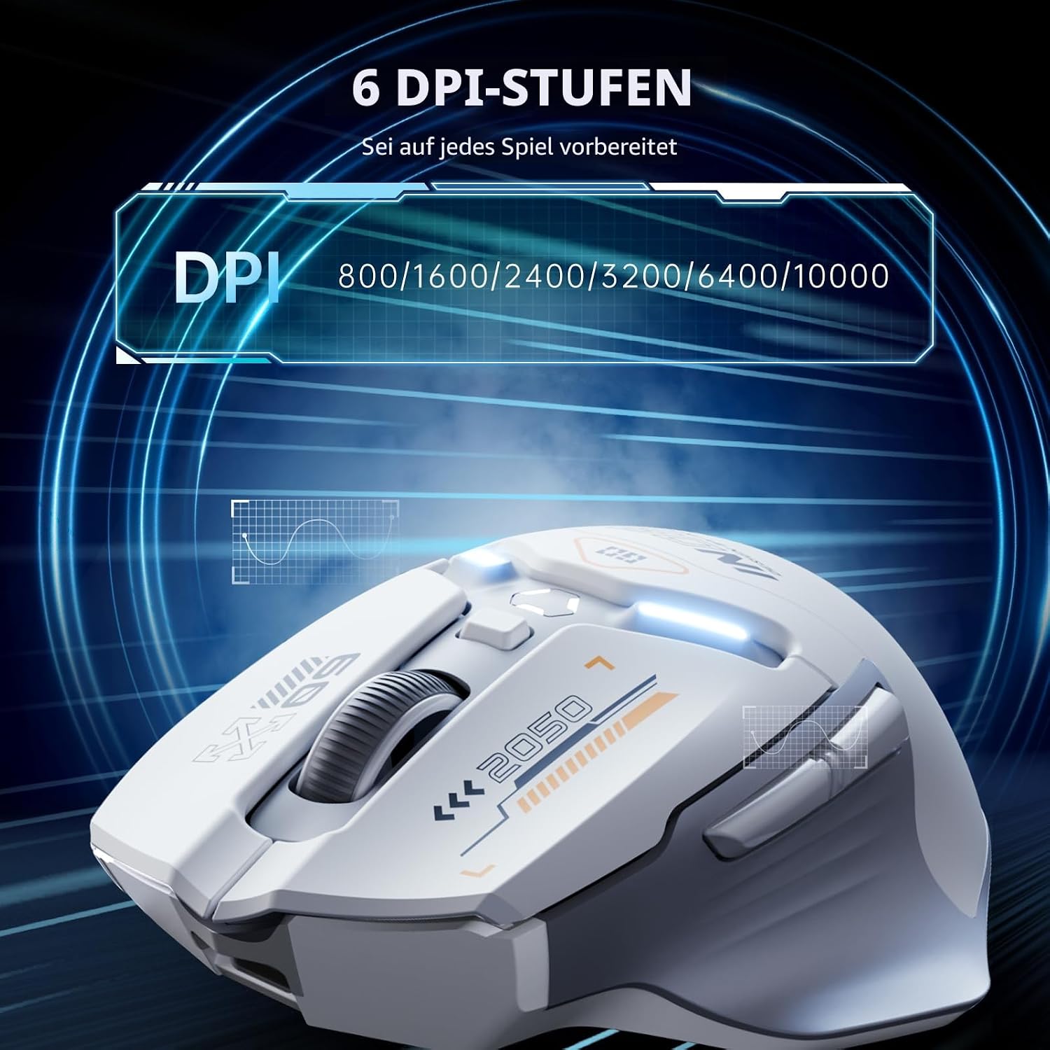 Inphic IN9 Gaming Maus kabellos 2.4G Bluetooth USB-C RGB 10000 DPI